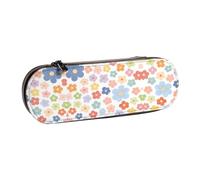Astuccio con stampa a pois gialli e scomparti per penne sicuri, Frammenti floreali colorati, One Size