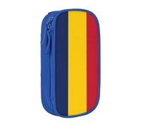 Astuccio con stampa bandiera del Ciad, pratico astuccio multi-scomparto per ufficio, viaggi, scuola, arte e uso quotidiano, Blu, Taglia unica, Con tasca per il