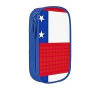 Astuccio con stampa bandiera del Cile pratico astuccio multi-scomparto ufficio viaggi scuola arte forniture quotidiane, Blu, Taglia unica, Con tasca per il