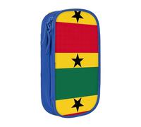 Astuccio con stampa bandiera del Ghana, pratico astuccio multi-scomparto, per ufficio, viaggi, scuola, arte e uso quotidiano, Blu, Taglia unica, Con tasca per il