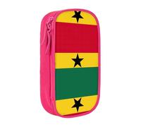 Astuccio con stampa bandiera del Ghana, pratico astuccio multi-scomparto, per ufficio, viaggi, scuola, arte e uso quotidiano, rosa, Taglia unica, Con tasca per il
