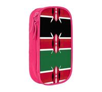 Astuccio con stampa bandiera del Kenya, pratico astuccio multi-scomparto per ufficio, viaggi, scuola, arte e uso quotidiano, rosa, Taglia unica, Con tasca per il