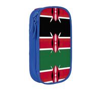 Astuccio con stampa bandiera del Kenya, pratico astuccio multi-scomparto per ufficio, viaggi, scuola, arte e uso quotidiano, Blu, Taglia unica, Con tasca per il