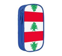 Astuccio con stampa bandiera del Libano, pratico astuccio multi-scomparto per ufficio, viaggi, scuola, arte e uso quotidiano, Blu, Taglia unica, Con tasca per il