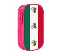 Astuccio con stampa bandiera del Messico, pratico astuccio multi-scomparto, per ufficio, viaggi, scuola, arte e uso quotidiano, rosa, Taglia unica, Con tasca per il