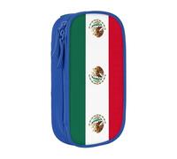Astuccio con stampa bandiera del Messico, pratico astuccio multi-scomparto, per ufficio, viaggi, scuola, arte e uso quotidiano, Blu, Taglia unica, Con tasca per il
