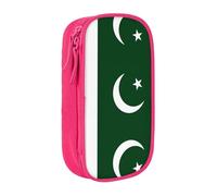 Astuccio con stampa bandiera del Pakistan, pratico astuccio multi-scomparto per ufficio, viaggi, scuola, forniture quotidiane, rosa, Taglia unica, Con tasca per il