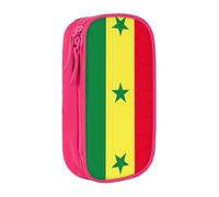 Astuccio con stampa bandiera del Senegal pratico astuccio multi-scomparto per ufficio viaggi scuola arte forniture quotidiane, rosa, Taglia unica, Con tasca per il