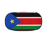 Astuccio con stampa bandiera del Sud Sudan per riporre articoli di cancelleria o cosmetici, per soddisfare diverse esigenze di archiviazione, Nero , Taglia unica, Beauty Case