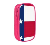 Astuccio con stampa bandiera del Texas, pratico astuccio multi-scomparto per ufficio, viaggi, scuola, arte e uso quotidiano, rosa, Taglia unica, Con tasca per il