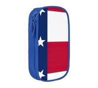 Astuccio con stampa bandiera del Texas, pratico astuccio multi-scomparto per ufficio, viaggi, scuola, arte e uso quotidiano, Blu, Taglia unica, Con tasca per il