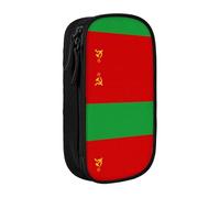 Astuccio con stampa bandiera della Bielorussia, pratico astuccio multi-scomparto per ufficio, viaggi, scuola, arte e uso quotidiano, Nero , Taglia unica, Con tasca per il