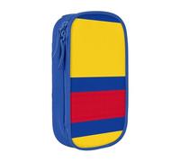Astuccio con stampa bandiera della Colombia, pratico astuccio multi-scomparto per ufficio, viaggi, scuola, arte e uso quotidiano, Blu, Taglia unica, Con tasca per il