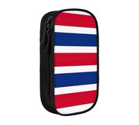 Astuccio con stampa bandiera della Costa Rica, pratico astuccio multi-scomparto per ufficio, viaggi, scuola, arte e uso quotidiano, Nero , Taglia unica, Con tasca per il