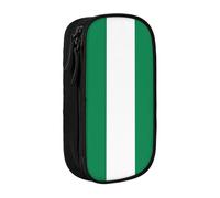 Astuccio con stampa bandiera della Nigeria, pratico astuccio multi-scomparto, per ufficio, viaggi, scuola, arte e uso quotidiano, Nero , Taglia unica, Con tasca per il