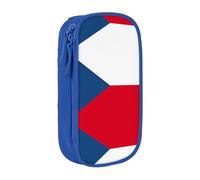 Astuccio con stampa bandiera della Repubblica Ceca pratico astuccio multi-scomparto ufficio viaggi scuola arte forniture quotidiane, Blu, Taglia unica, Con tasca per il