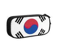Astuccio con stampa bandiera della Repubblica di Corea, per cosmetici, strumenti artistici, studenti, insegnanti, uso versatile, Nero , Taglia unica, Set di zaini per la scuola