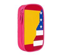 Astuccio con stampa bandiera della Spagna americana, pratico astuccio multi-scomparto per ufficio, viaggi, scuola, arte e forniture quotidiane, rosa, Taglia unica, Con tasca per il