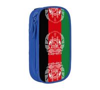 Astuccio con stampa bandiera dell'Afghanistan, pratico astuccio multi-scomparto per ufficio, viaggi, scuola, arte e uso quotidiano, Blu, Taglia unica, Con tasca per il