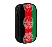 Astuccio con stampa bandiera dell'Afghanistan, pratico astuccio multi-scomparto per ufficio, viaggi, scuola, arte e uso quotidiano, Nero , Taglia unica, Con tasca per il