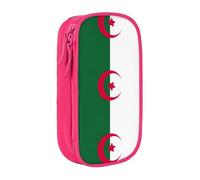 Astuccio con stampa bandiera dell'Algeria pratico astuccio multi-scomparto ufficio viaggi scuola arte forniture quotidiane, rosa, Taglia unica, Con tasca per il