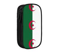 Astuccio con stampa bandiera dell'Algeria pratico astuccio multi-scomparto ufficio viaggi scuola arte forniture quotidiane, Nero , Taglia unica, Con tasca per il