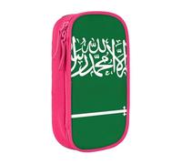 Astuccio con stampa bandiera dell'Arabia Saudita, pratico astuccio multi-scomparto per ufficio, viaggi, scuola, arte e forniture quotidiane, rosa, Taglia unica, Con tasca per il
