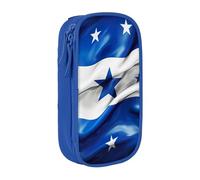 Astuccio con stampa bandiera dell'Honduras, pratico astuccio multi-scomparto, per ufficio, viaggi, scuola, arte e uso quotidiano, Blu, Taglia unica, Con tasca per il