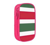 Astuccio con stampa bandiera dell'Ungheria, pratico astuccio multi-scomparto, per ufficio, viaggi, scuola, arte e uso quotidiano, rosa, Taglia unica, Con tasca per il