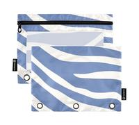 Astuccio con stampa blu e bianco, 3 anelli con anelli per finestra trasparente, astuccio per matite di grande capacità, 3 anelli, organizzatori da ufficio, classe scolastica, multicolore, 2