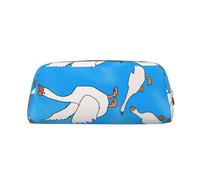 Astuccio con stampa di casa d'oca bianca, astuccio con cerniera, astuccio portatile per cancelleria - ufficio e viaggio, Oro, One Size, Art Deco