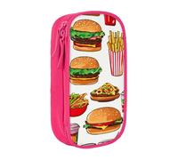 Astuccio con stampa fast food, pratico astuccio multi-scomparto per ufficio, viaggi, scuola, arte e uso quotidiano, rosa, Taglia unica, Con tasca per il