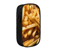 Astuccio con stampa fast food, pratico astuccio multi-scomparto per ufficio, viaggi, scuola, arte e uso quotidiano, Nero , Taglia unica, Con tasca per il