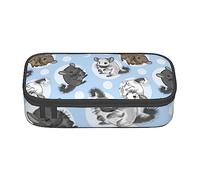 Astuccio con stampa floreale Border Collie, grazioso astuccio ad alta capacità, con cerniera, versatile e resistente, per scuola, ufficio e viaggi, Cincillà blu e luna, Taglia unica, Organizer per