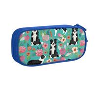 Astuccio con stampa floreale Border Collie, per cosmetici, strumenti artistici, studenti, insegnanti, uso versatile, Blu, Taglia unica, Set di zaini per la scuola