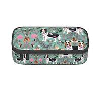 Astuccio con stampa floreale Sweet Basset Hound, portapenne di medie dimensioni con doppia cerniera per lavoro, carino