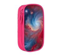 Astuccio con stampa galassia rossa e blu, multi-scomparto, per ufficio, viaggi, scuola, arte e uso quotidiano, rosa, Taglia unica, Con tasca per il