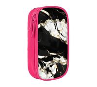 Astuccio con stampa in marmo bianco e nero, pratico astuccio multi-scomparto per ufficio, viaggi, scuola, arte e uso quotidiano, rosa, Taglia unica, Con tasca per il