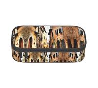 Astuccio con stampa italiana toscana, astuccio per matite di grande capacità, astuccio multiuso per trucco con cerniera, Nero , Taglia unica, Beauty case