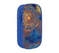 Astuccio con stampa mandala cielo stellato, pratico astuccio multi-scomparto per ufficio, viaggi, scuola, arte e uso quotidiano, Blu, Taglia unica, Con tasca per il