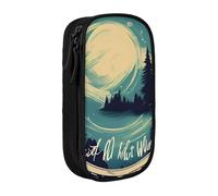 Astuccio con stampa "Not All Who Wander are Lost 1", pratico astuccio multiscomparto per ufficio, viaggi, scuola, arte e uso quotidiano, Nero , Taglia unica, Con tasca per il