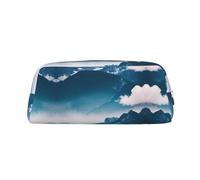 Astuccio con stampa paesaggio con montagne, spazioso ed elegante, con cerniera, ideale come regalo per scuola e ufficio, Argento, Taglia unica, Organizer per borse