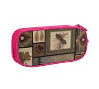 Astuccio con stampa retrò con animali selvatici, per cosmetici, strumenti artistici, studenti, insegnanti, uso versatile, rosa, Taglia unica, Set di zaini per la scuola