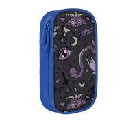 Astuccio con stampa spettrale gotica viola, nero, pratico, multi-scomparto, per ufficio, viaggi, scuola, arte e uso quotidiano, Blu, Taglia unica, Con tasca per il
