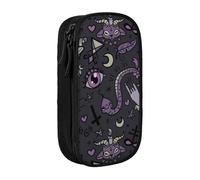Astuccio con stampa spettrale gotica viola, nero, pratico, multi-scomparto, per ufficio, viaggi, scuola, arte e uso quotidiano, Nero , Taglia unica, Con tasca per il