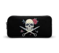 Astuccio con teschio e scritta "I Will Cut You", per penne e cosmetici, organizer per viaggi, ufficio