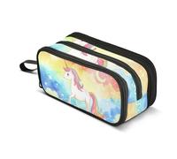 Astuccio con unicorno cielo stellato arcobaleno, grande capacità, per ragazzi e ragazze, astuccio a 3 scomparti, astuccio per studenti, cancelleria per scuola, ufficio, lavoro, Unicorno cielo stellato