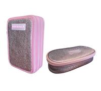 Astuccio Corredo Tinta Unita Pool Over 3 Cerniere Gradient elegant Glamour Rosa completo di cancelleria + astuccio ovale Zip per Scuola Bambina Ragazza + portachiave e penna colorata