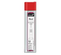 Astuccio da 12 miniere rosse per portamine, design sottile, ideale per disegnare e scrivere con precisione in lavori artistici e tecnici.