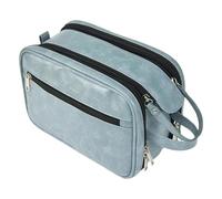 Astuccio da bagno da uomo, astuccio per l'igiene da uomo, custodia da viaggio, borsa da barba in PU, borsa da viaggio per bagno, organizer da bagno, borse da toilette riutilizzabili per la ra, azzurro